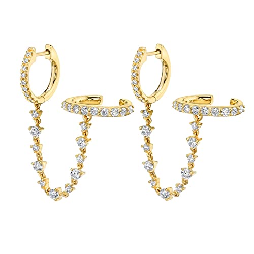 Ohrringe von Teen Girls, 925 Sterling -Metallohrringe für Frauenkette mit weißem runden Kubikzirkonia -Hoop -Ohrring -Piercing von JZWCHQ