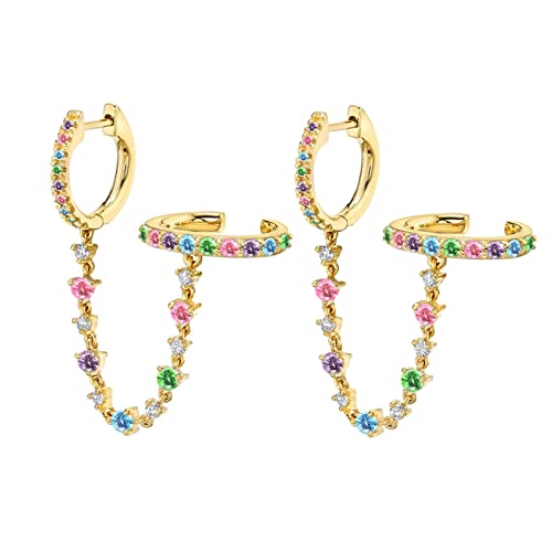 Ohrringe von Teen Girls, 925 Sterling -Metallohrringe für Frauenkette mit weißem runden Kubikzirkonia -Hoop -Ohrring -Piercing von JZWCHQ