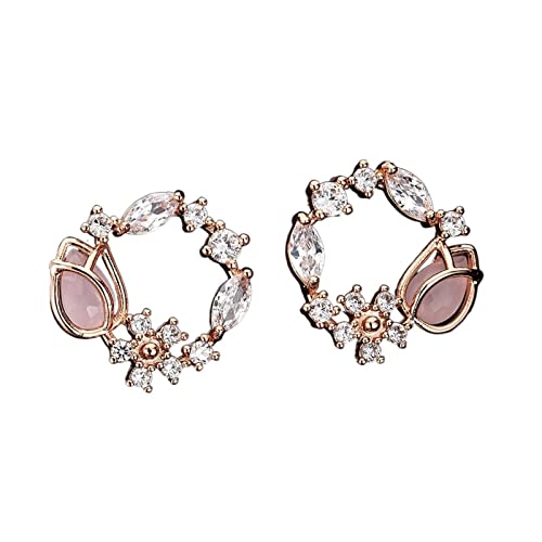 Runde rosa grüne Kristallohrringe Cirlce Schmuck Mode für Frauen High-End-Ohrringe von JZWCHQ