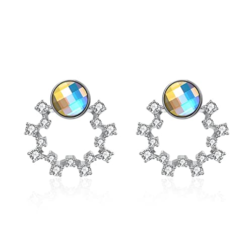 S Damen Ohrringe süßer Kranz mit bunten kristallohrringen glänzenden eleganten einfachen Ohrringen High-End-Ohrringe von JZWCHQ