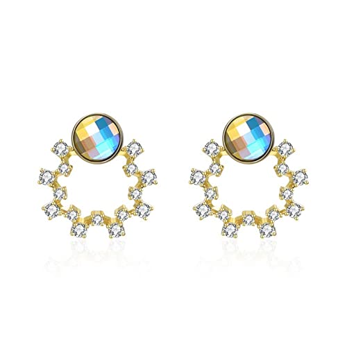 S Damen Ohrringe süßer Kranz mit bunten kristallohrringen glänzenden eleganten einfachen Ohrringen High-End-Ohrringe von JZWCHQ