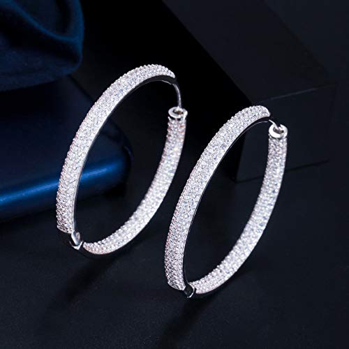 Seite Kubikzirkonia Big Circle Round Hoop Ohrringe für Frauen Farbschmuck von JZWCHQ
