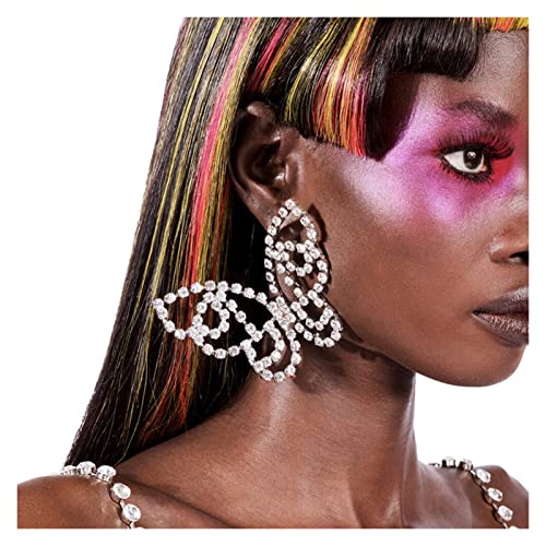 Übertriebener Strassbutter Big Butterfly Anhänger Drop Ohrringe Schmuck für Frauen Luxuskristall Geometrische High-End-Ohrringe von JZWCHQ