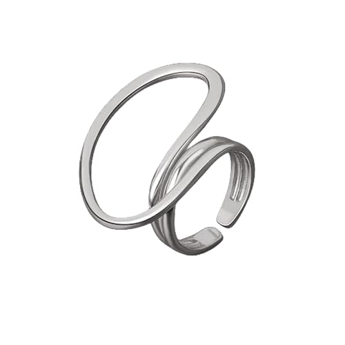 Unregelmäßiger großer runder Statement Ring für Frauen Mädchen übertrieben einzigartige geschichtete Hochzeitsversprechen Open Wrap Finger Ringe Verstellbarer Komfort Fit Fashion Persönlichkeit von JZWCHQ