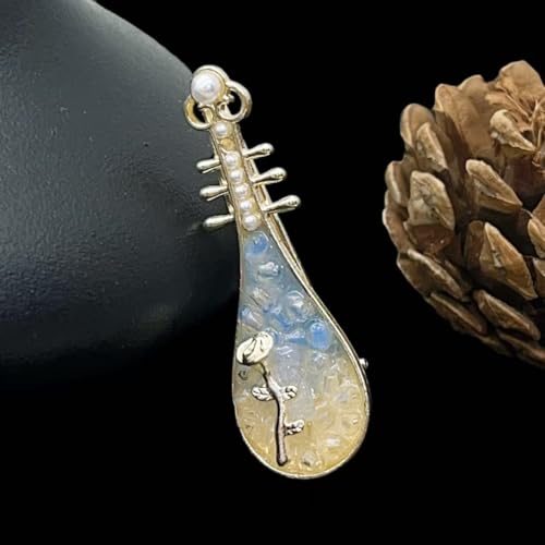 JZZZSFDXA Chinesische Stil Rose Pipa Haarspange Vintage Seitenclip Elegant Haarschmuck für Frauen (Blau) von JZZZSFDXA