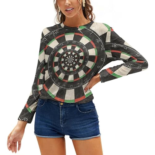JZemdybill Damen Oberteile Darts Target Langarm T-Shirt Casual Langarm Rundhals Top, siehe abbildung, M von JZemdybill