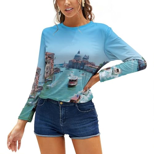 JZemdybill Damen Top Venedig Italien Langarm T-Shirt Casual Langarm Rundhals Top, siehe abbildung, L von JZemdybill