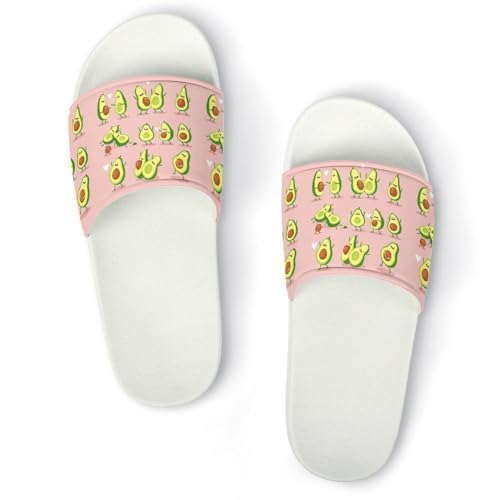 JZemdybill Duschpantoffeln Lustige Avocado Slider für Damen und Herren rutschfeste Slides, Weißer Stil, 38 2/3 EU von JZemdybill