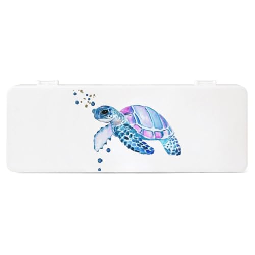 JZemdybill Federmäppchen, Aquarell-Meeresschildkröte, kreative einfache Schreibwaren-Box, 19,5 x 7,1 x 2,7 cm, Stil:, Einheitsgröße, Federmäppchen von JZemdybill