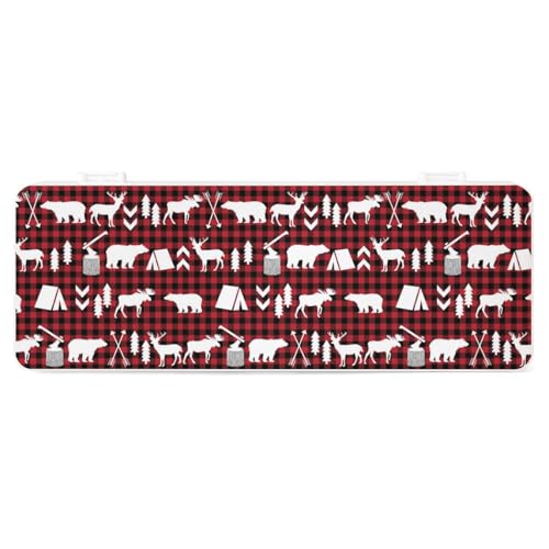 JZemdybill Federmäppchen, Büffelkariert, Wald, Weihnachten, kreative einfache Schreibwaren-Box, 19,5 x 7,1 x 2,7 cm, Stil:, Einheitsgröße, Federmäppchen von JZemdybill