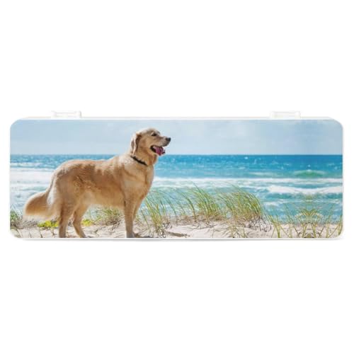 JZemdybill Federmäppchen, Golden Retriever, kreative einfache Schreibwaren-Box, 19,5 x 7,1 x 2,7 cm, Stil:, Einheitsgröße, Federmäppchen von JZemdybill