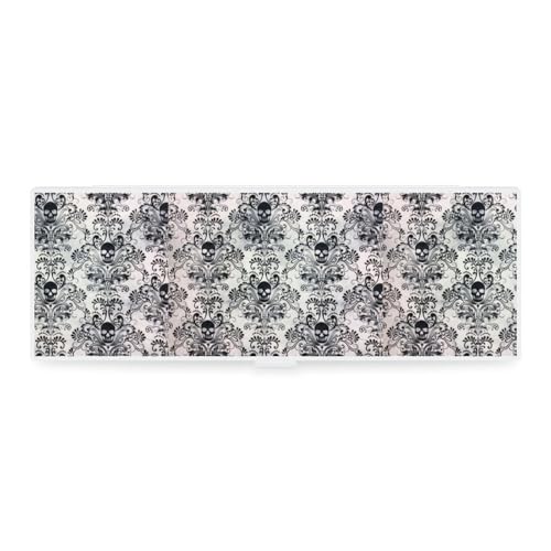 JZemdybill Federmäppchen, Gothic-Totenkopf-Damast, gruselig, Halloween, kreative einfache Schreibwaren-Box, 19,5 x 6,8 x 3 cm, Stil:, Einheitsgröße, Federmäppchen von JZemdybill