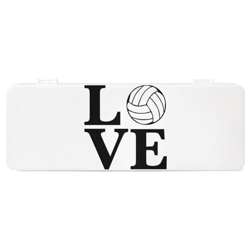 JZemdybill Federmäppchen, "I Love Volleyball", kreative einfache Schreibwaren-Box, 19,5 x 7,1 x 2,7 cm, Stil:, Einheitsgröße, Federmäppchen von JZemdybill