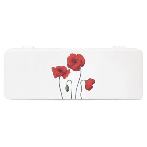 JZemdybill Federmäppchen, Mohnblumen, kreative einfache Schreibwaren-Box, 19,5 x 7,1 x 2,7 cm, Stil:, Einheitsgröße, Federmäppchen von JZemdybill