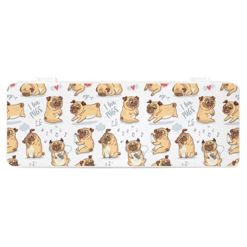 JZemdybill Federmäppchen, Mops, kreative einfache Schreibwaren-Box, 19,5 x 7,1 x 2,7 cm, Stil:, Einheitsgröße, Federmäppchen von JZemdybill