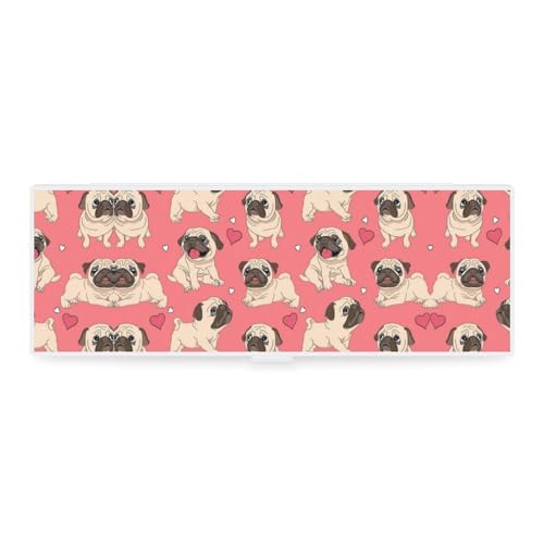 JZemdybill Federmäppchen, Mops und rosa Hintergrund, kreative einfache Schreibwaren-Box, 19,5 x 6,8 x 3 cm, Stil:, Einheitsgröße, Federmäppchen von JZemdybill