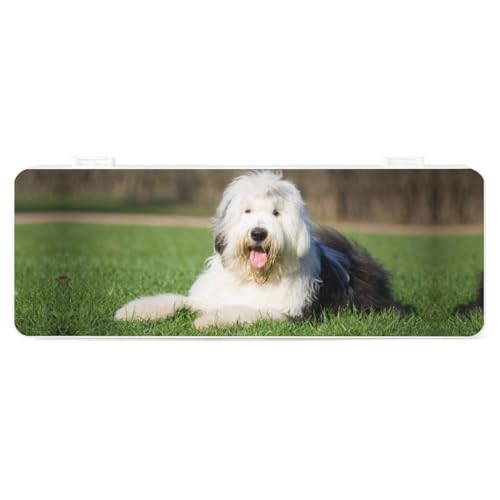 JZemdybill Federmäppchen, Old English Sheepdog, kreative einfache Schreibwaren-Box, 19,5 x 7,1 x 2,7 cm, Stil:, Einheitsgröße, Federmäppchen von JZemdybill