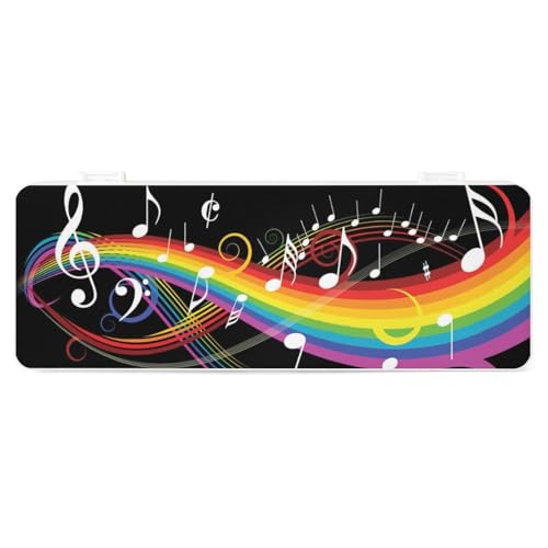 JZemdybill Federmäppchen, Regenbogen-Musiknotizen, kreative einfache Schreibwaren-Box, 19,5 x 7,1 x 2,7 cm, Stil:, Einheitsgröße, Federmäppchen von JZemdybill