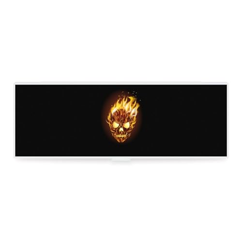 JZemdybill Federmäppchen, Totenkopf mit Flamme, kreative einfache Schreibwaren-Box, 19,5 x 6,8 x 3 cm, Stil:, Einheitsgröße, Federmäppchen von JZemdybill