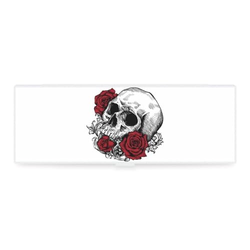 JZemdybill Federmäppchen, Totenkopf mit Rosen, kreative einfache Schreibwaren-Box, 19,5 x 6,8 x 3 cm, Stil:, Einheitsgröße, Federmäppchen von JZemdybill