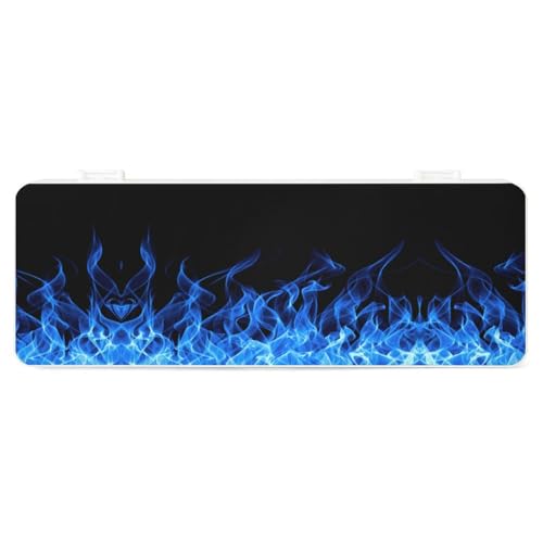 JZemdybill Federmäppchen, blaue brennende Flamme, kreative einfache Schreibwaren-Box, 19,5 x 7,1 x 2,7 cm, Stil:, Einheitsgröße, Federmäppchen von JZemdybill