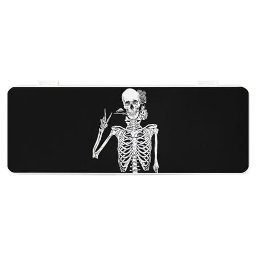 JZemdybill Federmäppchen, lustiges Rock-and-Roll-Skelett-Schädel, kreative einfache Schreibwaren-Box, 19,5 x 7,1 x 2,7 cm, Stil:, Einheitsgröße, Federmäppchen von JZemdybill