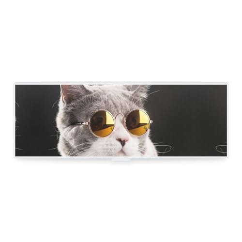 JZemdybill Federmäppchen, niedliche Brille, Katze, kreative einfache Schreibwaren-Box, 19,5 x 6,8 x 3 cm, Stil:, Einheitsgröße, Federmäppchen von JZemdybill
