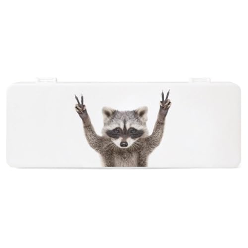 JZemdybill Federmäppchen, niedlicher Waschbär, kreative einfache Schreibwaren-Box, 19,5 x 7,1 x 2,7 cm, Stil:, Einheitsgröße, Federmäppchen von JZemdybill