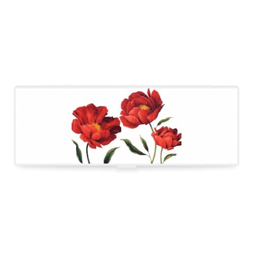 JZemdybill Federmäppchen, rote Mohnblumen, kreative einfache Schreibwaren-Box, 19,5 x 6,8 x 3 cm, Stil:, Einheitsgröße, Federmäppchen von JZemdybill