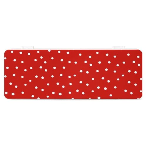 JZemdybill Federmäppchen, rote Punkte, kreative einfache Schreibwaren-Box, 19,5 x 7,1 x 2,7 cm, Stil:, Einheitsgröße, Federmäppchen von JZemdybill