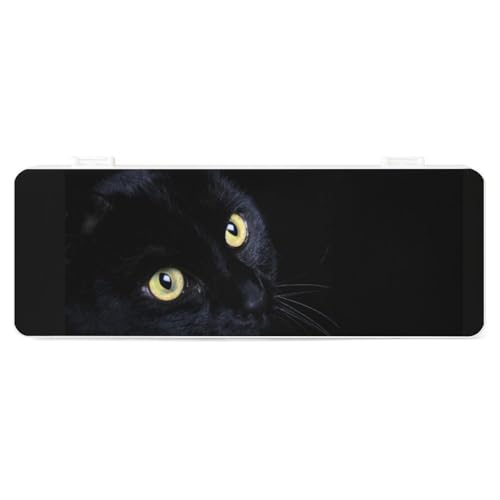 JZemdybill Federmäppchen, schwarze Katze, kreative einfache Schreibwaren-Box, 19,5 x 7,1 x 2,7 cm, Stil:, Einheitsgröße, Federmäppchen von JZemdybill