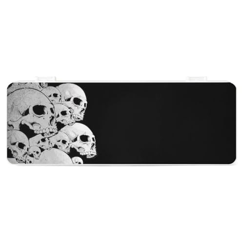 JZemdybill Federmäppchen, schwarze Totenköpfe, kreative einfache Schreibwaren-Box, 19,5 x 7,1 x 2,7 cm, Stil:, Einheitsgröße, Federmäppchen von JZemdybill