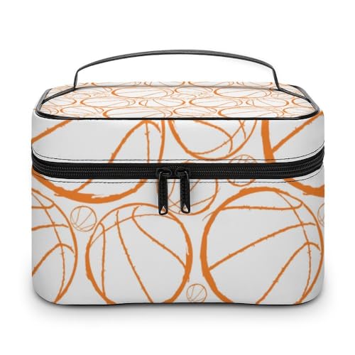 JZemdybill Kosmetiktasche, Basketball-Sport-Muster, Make-up-Tasche, Leder, Reise-Kulturbeutel für Damen von JZemdybill