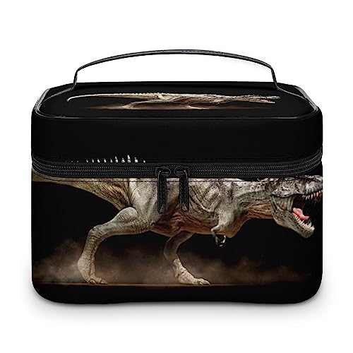 JZemdybill Kosmetiktasche, Dinosaurier Rex Tyrannosaurus Make-up-Tasche, Leder Reise Kulturbeutel für Frauen, Style-14, 25x18x15cm von JZemdybill