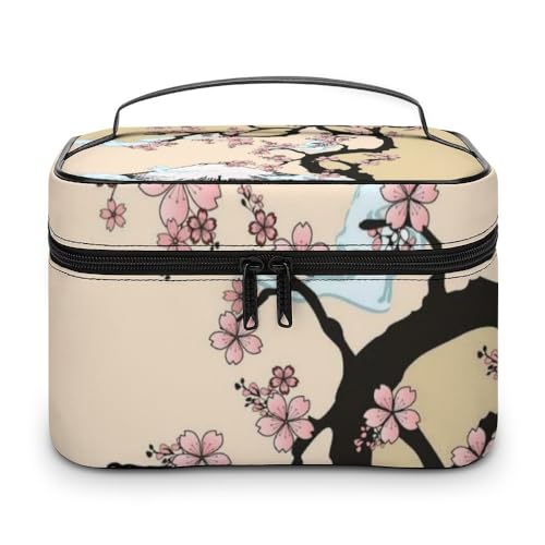 JZemdybill Kosmetiktasche, Fuji Mountain Cherry Tree in Japan Make-up-Tasche, Leder Reise-Kulturbeutel für Damen von JZemdybill