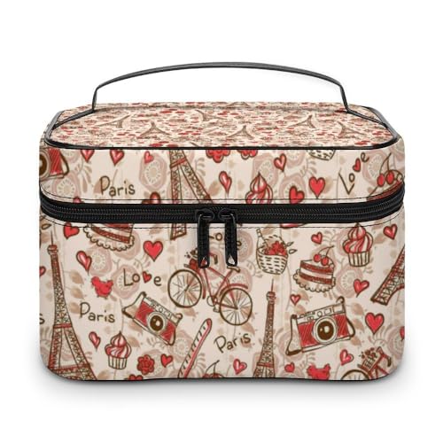 JZemdybill Kosmetiktasche, Paris Eiffelturm Make-up-Tasche, Leder Reise Kulturbeutel für Damen von JZemdybill