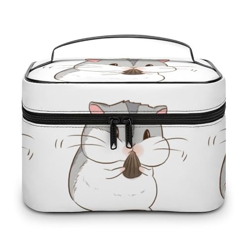 JZemdybill Kosmetiktasche, goldfarbenes Paisley-Muster, Make-up-Tasche, Leder, Reise-Kulturbeutel für Damen, Hamster, 25x18x15cm von JZemdybill