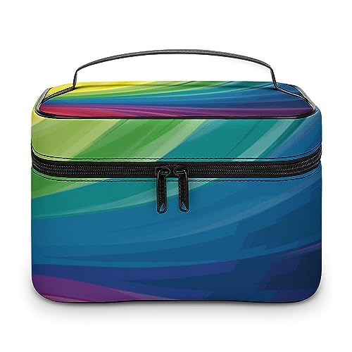 JZemdybill Kosmetiktasche Bunte Regenbogen Make-up Tasche Leder Reise Kulturtasche für Frauen von JZemdybill