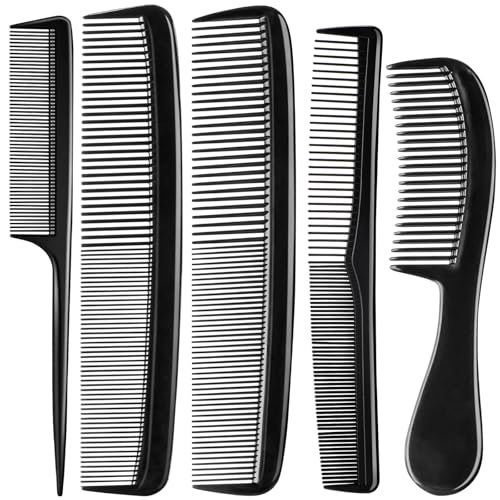 5-teiliges professionelles schwarzes Kamm-Set, Premium-Haarkamm, feine Zahn-Schwanzkämme und Stylingkamm für Männer und Frauen, perfekt zum Scheiteln, Necken, Frisieren und alltägliches Styling 5-teiliges professionelles schwarzes Kamm-Set, Premium-Haarkamm, feine Zahn-Schwanzkämme und Stylingkamm für Männer und Frauen, perfekt zum Scheiteln, Necken, Frisieren und alltägliches Styling von JZko