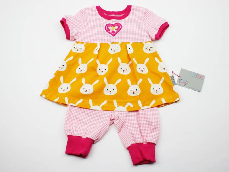 Babyset Gr. 68 Tunika+Hose Häschen Rosa/Gelb von JaClarDesign