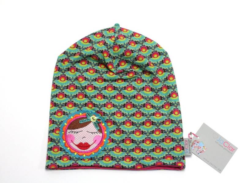 Beanie Gr. 39 Bis 54 cm Ku Matrjoschka Türkis/Pink Gefüttert von JaClarDesign