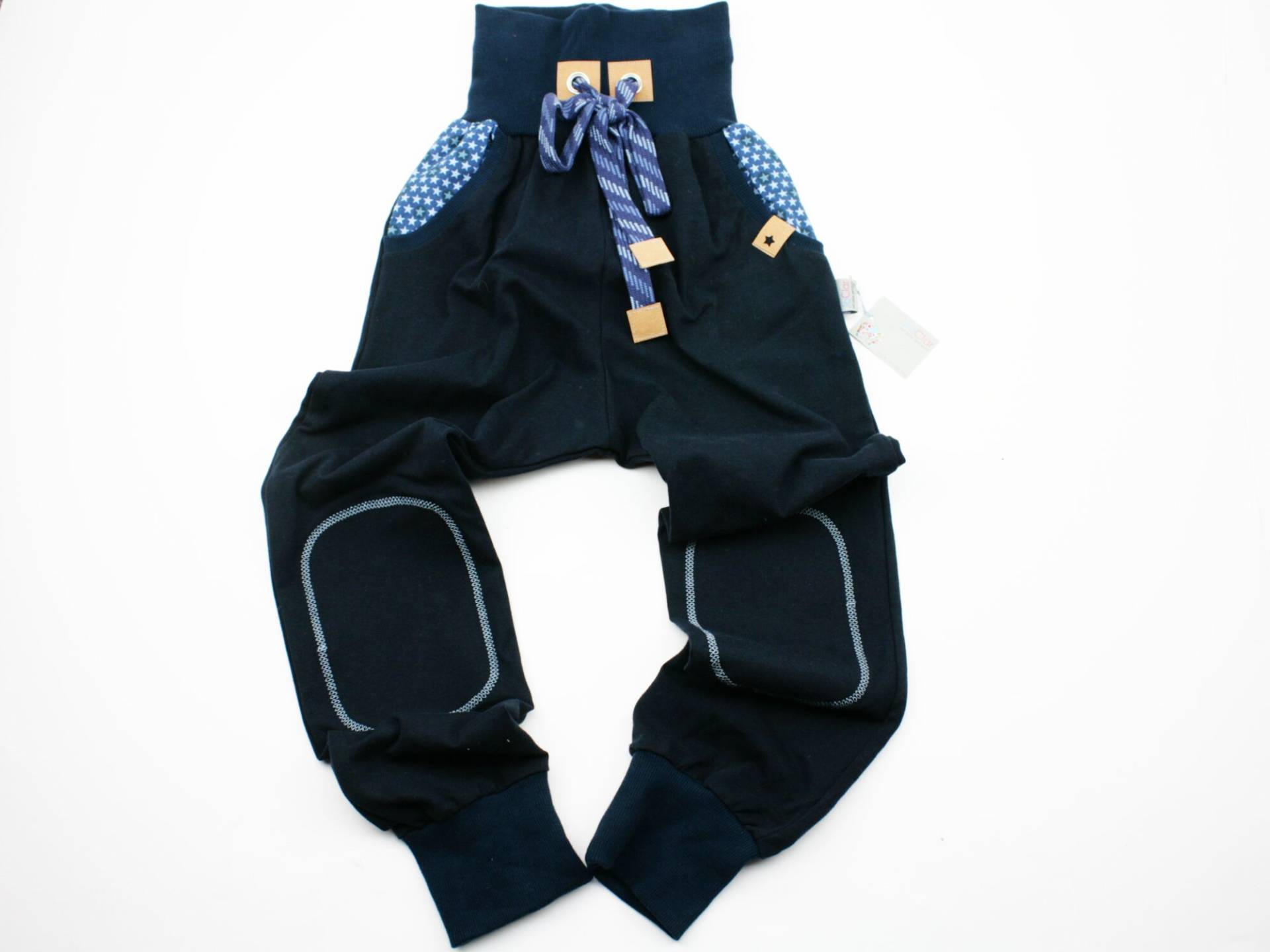 Checkerhose Gr. 128/134 Uni/sterne Dunkelblau/Blau von JaClarDesign