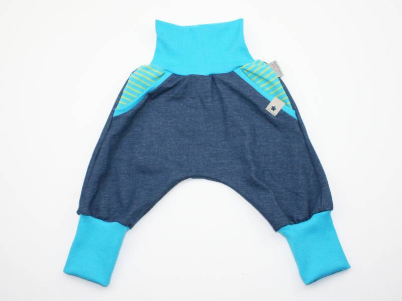 Checkerhose Gr. 56-104 Einfarbig Mit Streifen Dunkleblau/Türkis von JaClarDesign