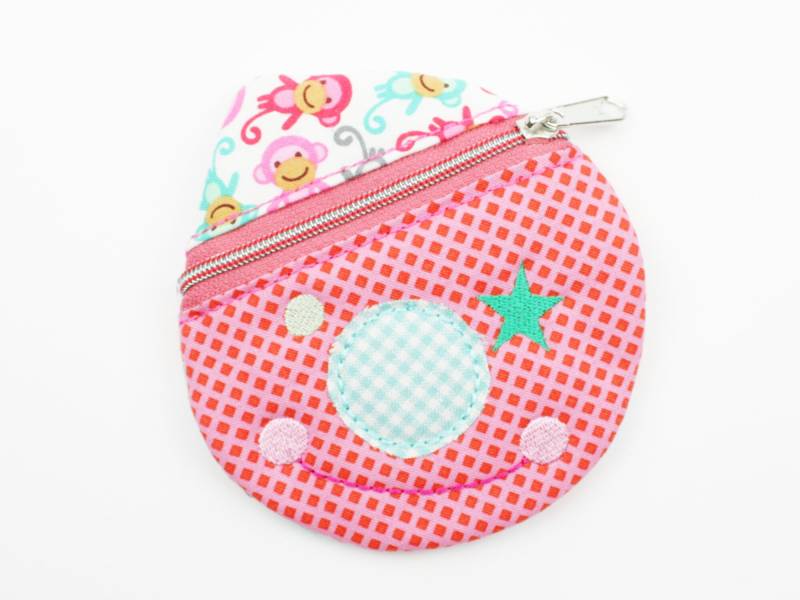 Clowngeldbeutel/Kindergeldbeutel Äffchen Rosa/Rot von JaClarDesign