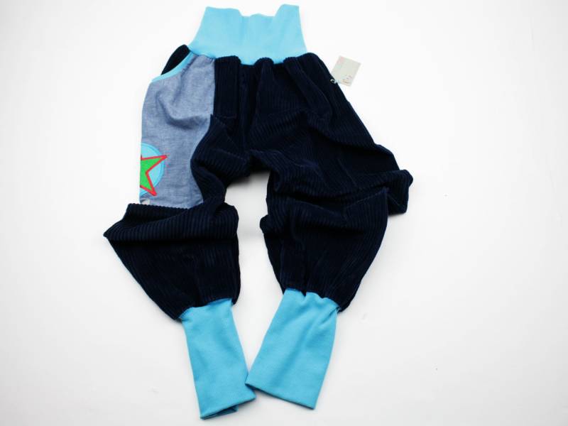 Cordhose Gr. 128 Uni Dunkelblau/Türkis von JaClarDesign