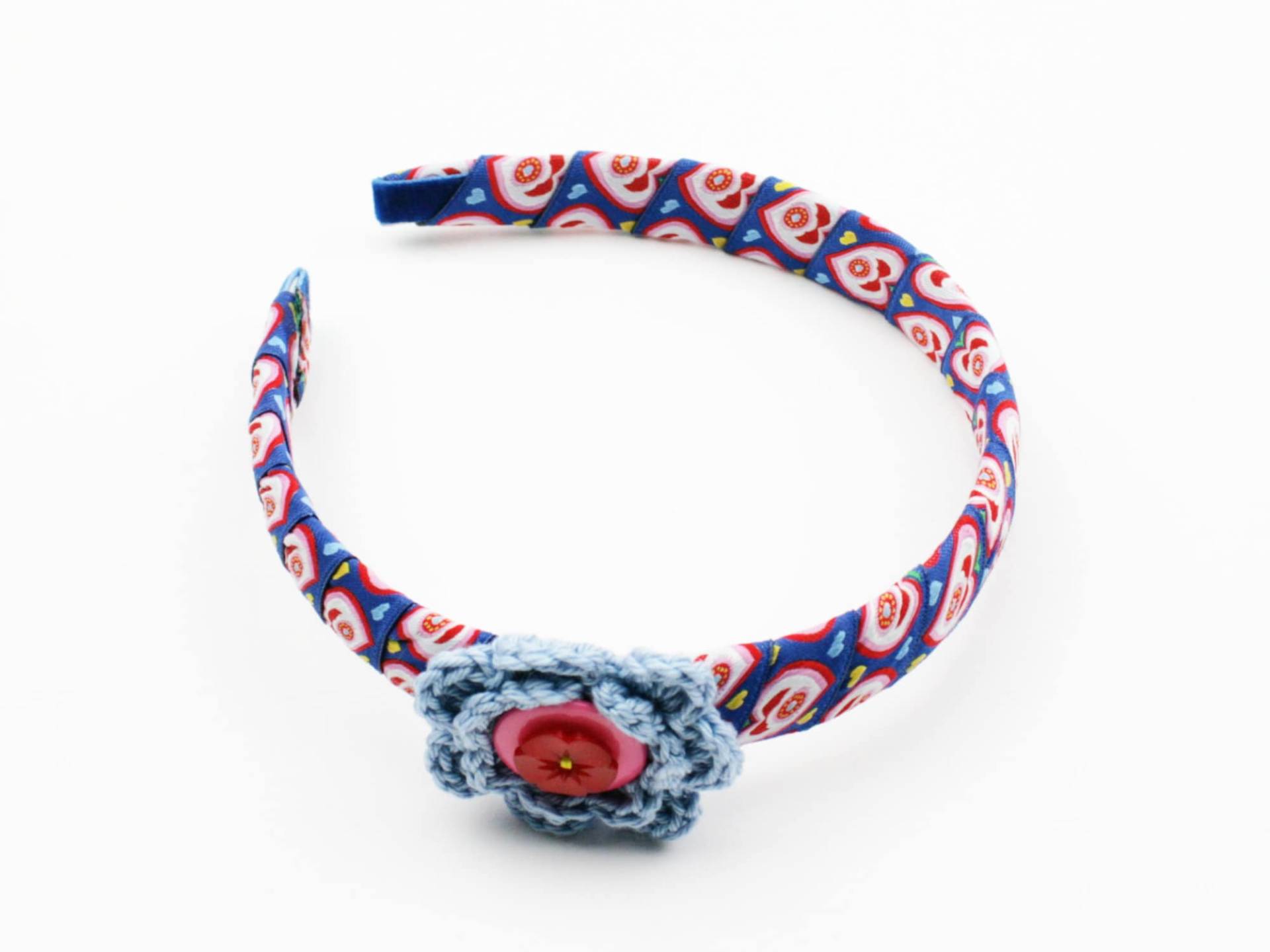 Haarreif Für Kinder/Erwachsene Webband Herzchen Blaulila/Rot von JaClarDesign