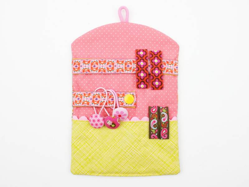 Haarspangenetui Füchse Lachsrosa/Gelb 13, 5x19, 5 cm von JaClarDesign