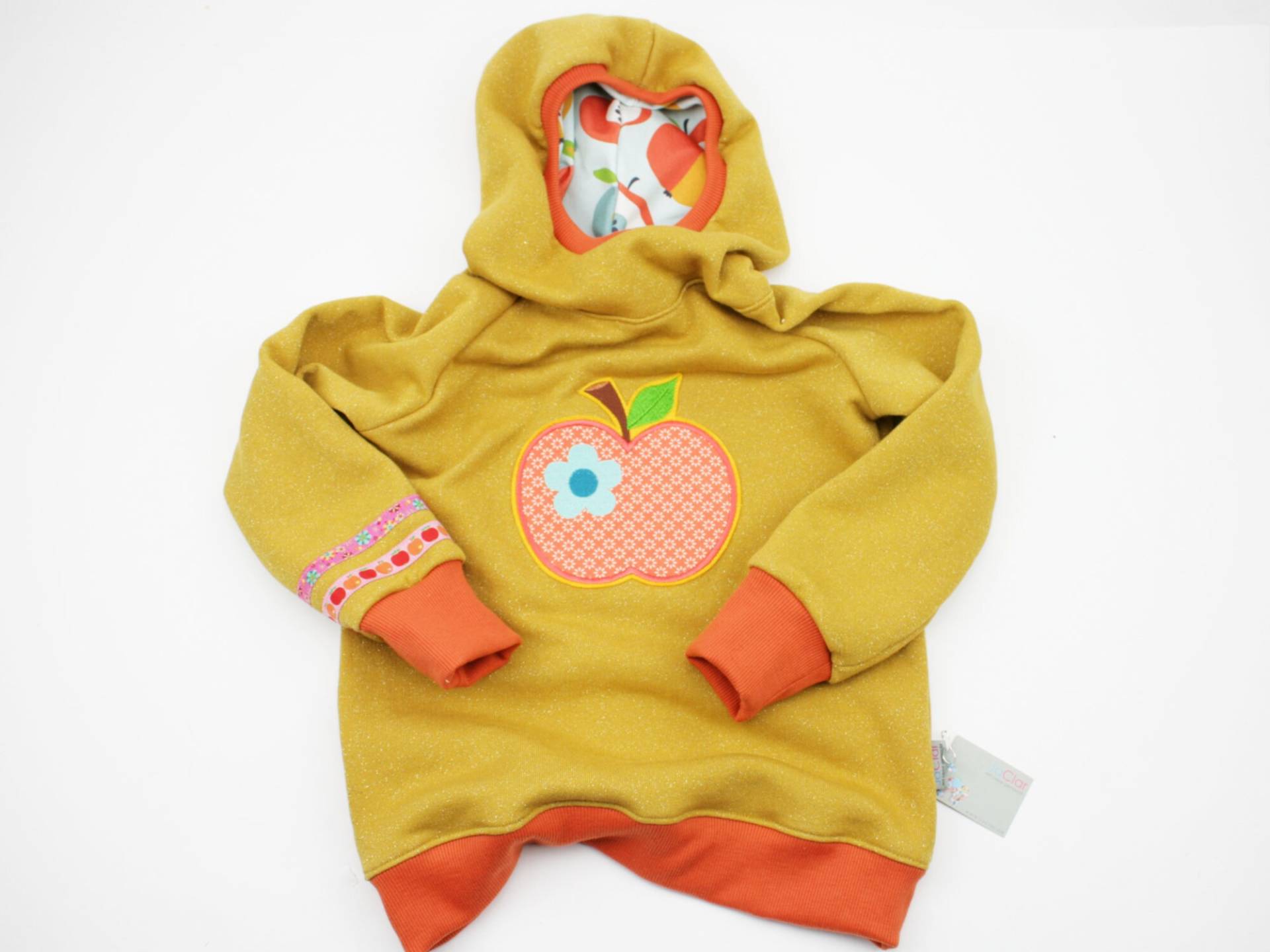 Kapuzenpulli Gr. 116 Apfel Senfgelb/Orange von JaClarDesign