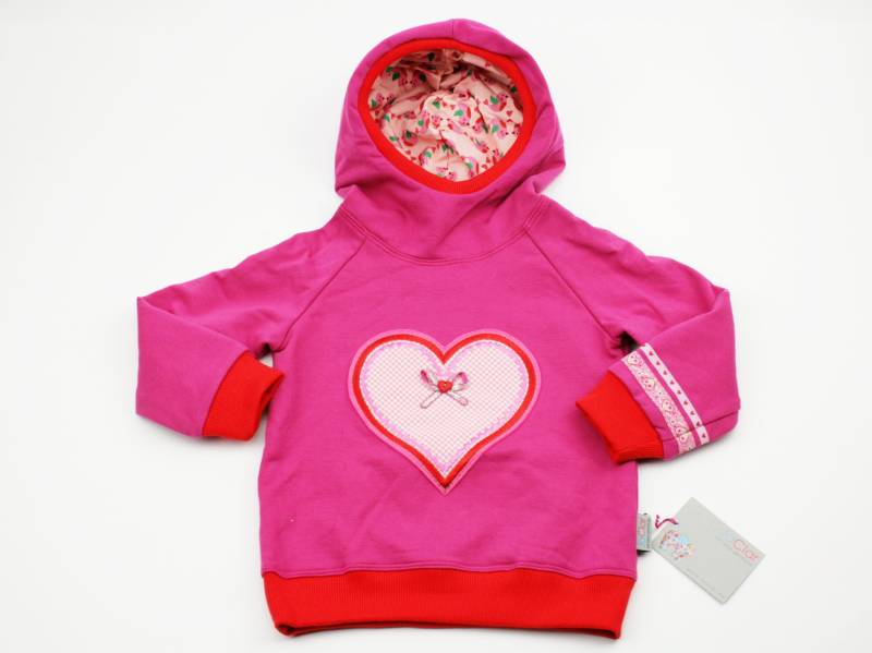 Kapuzenpulli Gr. 86 Herz Pink/Rot von JaClarDesign