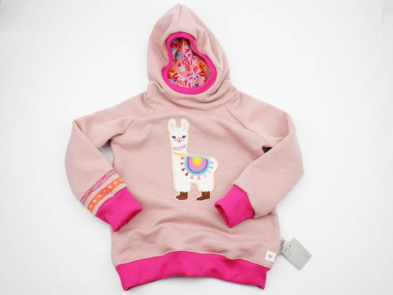Kapuzenpulli Gr. 98-128 Lama Zartes Altrosa/Pink von JaClarDesign